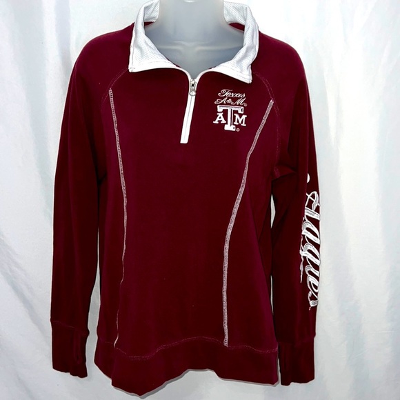 Texas A&M Aggie Logo Womens Long Sleeve Quarter Zip Shirt Size Large - Picture 1 of 9